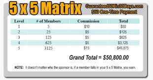 5 x 5 matrix in 50k in 30 days